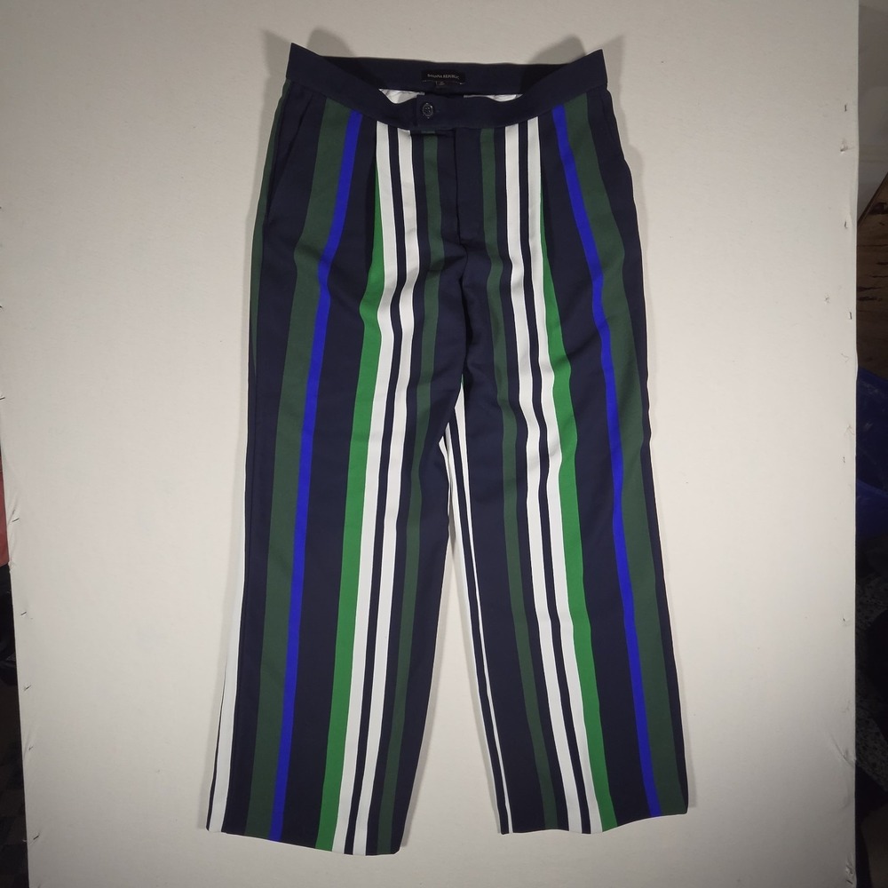 Banana Republic Pants Womens Size 10 Striped Wide Leg High Rise Blue Green White